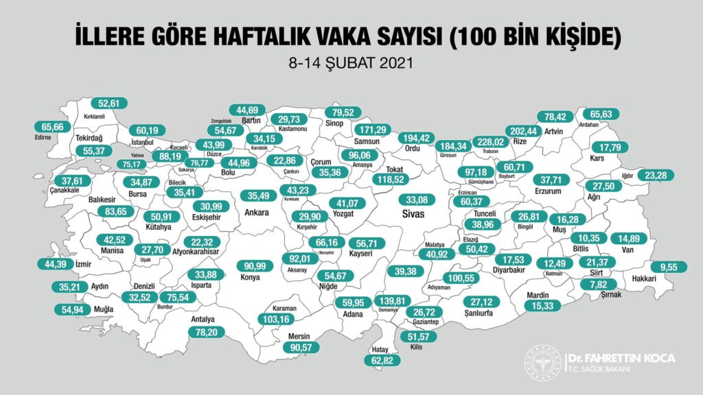 Türkiye’nin Corona haritası yayımlandı