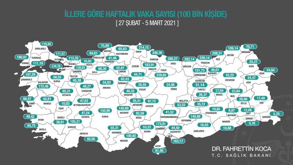 Fahrettin Koca risk haritasını paylaştı