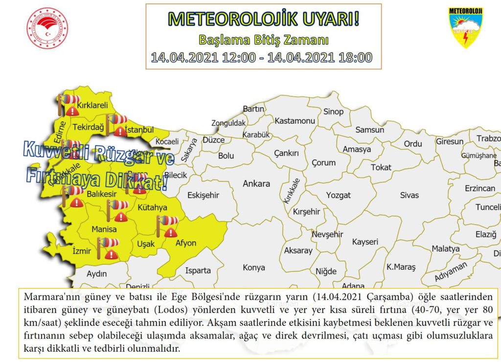 Meteoroloji’den Marmara ve Ege için kuvvetli fırtına uyarısı