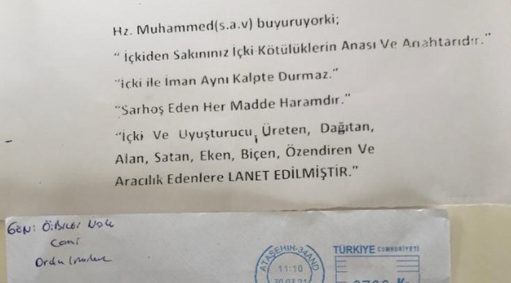 Tekel bayilerine taciz mektupları gidiyor