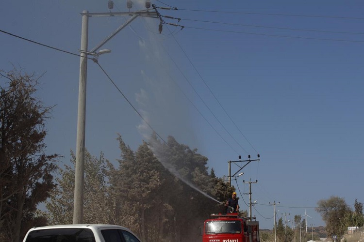 UEDAŞ elektrik hatlarını yıkayarak temizliyor